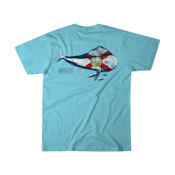 KSCOTT Mahi Flag Tee Light Blue Heather, XLarge Short Sleeve Shirt