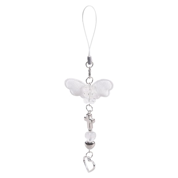 WINDLAND Delicate Crosses Pendant Phone Lanyard Handmade Angel Wing Beaded Phone Charm Phone Chain for Fashionable Individuals