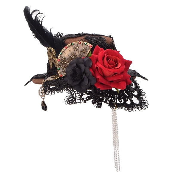 BLESSUME Women Victorian Punk Mini Bowler Hat Hair Clip Party Hat Dancing Cocktail Head Clip