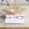 thumbnail image 1 of Noble House Square Rotating Coffee Table,360° Rotating High-Gloss Top,White + Oak, 1 of 7