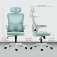 thumbnail image 2 of CoSoTower High Back Office Chair, Mesh Computer Chair with Rotatable Headrest, Lumbar Back Support, Adjustable Height, Light Blue, 2 of 7