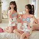 thumbnail image 3 of Ropa de dormir Kawaii Sanrioed para niños, lindo Anime Cinnamoroll Kuromi Mymelody, pijama de algodón de manga corta, traje de casa para mujer, verano, nuevo, 3 of 4