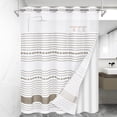 thumbnail image 5 of Ikfashoni Hookless Shower Curtain with Snap in Liner, Brown Strip No Hook Waterproof Bath Curtain, 71"X74", 5 of 8