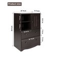 thumbnail image 3 of FurnitureR Storage Cabinet with 2 Drawers, Freestanding Bathroom Floor Cabinet Storage Sideboard Organizer with Adjustable Shelf for Living Room Office Kitchen, Dark Brown, 3 of 6