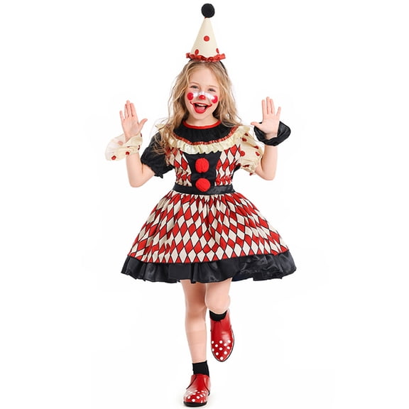 Grblisyd Cute Outfits for Girls Clown Dress Halloween Costume for Little Ones