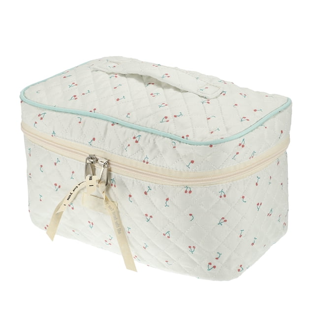 Bolsa de maquillaje Unique Bargains algodón cosméticos de viaje grande acolchada cereza bonita