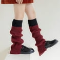 thumbnail image 2 of REDARER Girls' Knit Leg Warmers - Colorblock Knee-High Socks, Cozy Thickened Winter Leggings with Slit Design, 2 of 4
