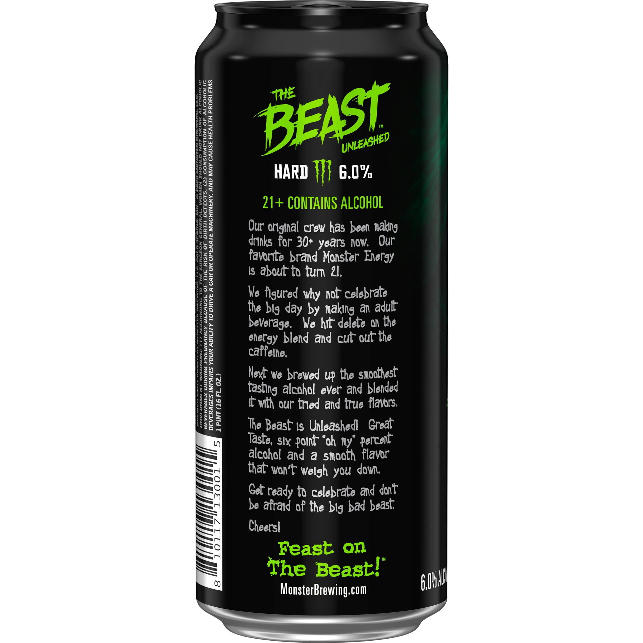The Beast Mean Green Flavored Malt Beverage, 16 fl oz Can, 6% ABV