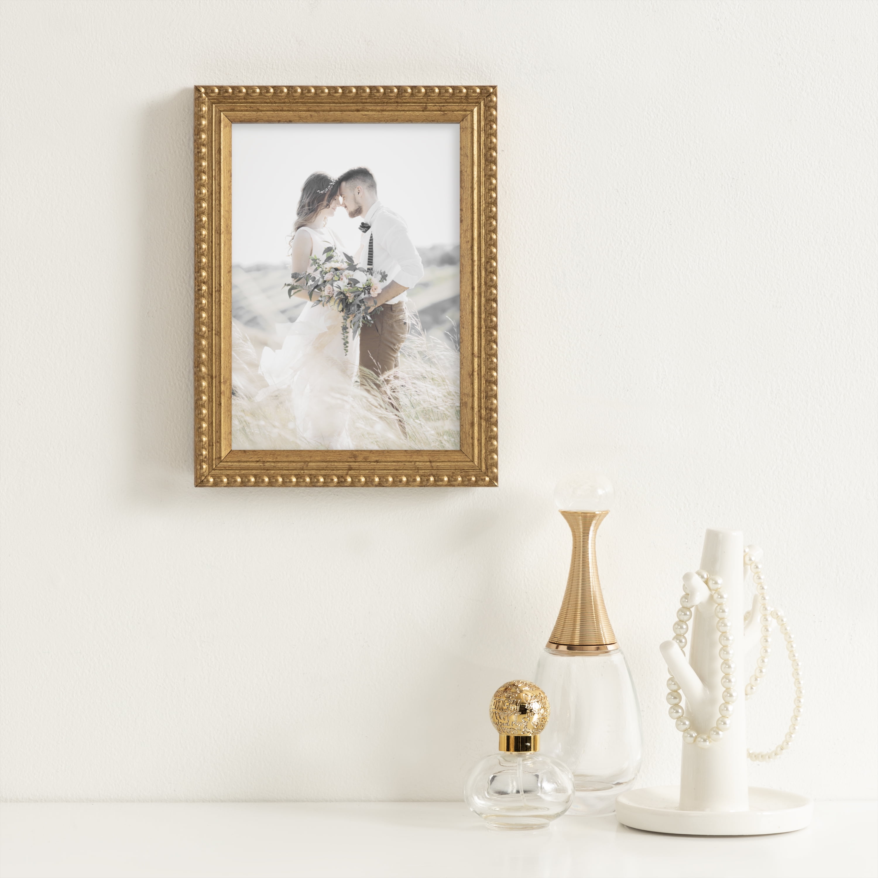 Cadre à photos vieil or perlé Salsita de 12,7 cm x 17,8 cm pour table SALSITA 5X7 GLD - FRENCH