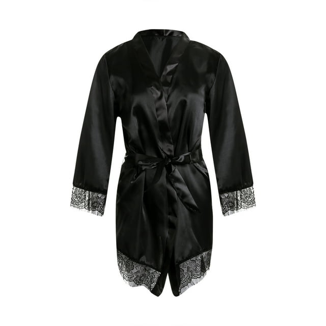 Faithtur Robe de Nuit en Dentelle pour Femmes Robe de Nuit Imitation Soie Glacée