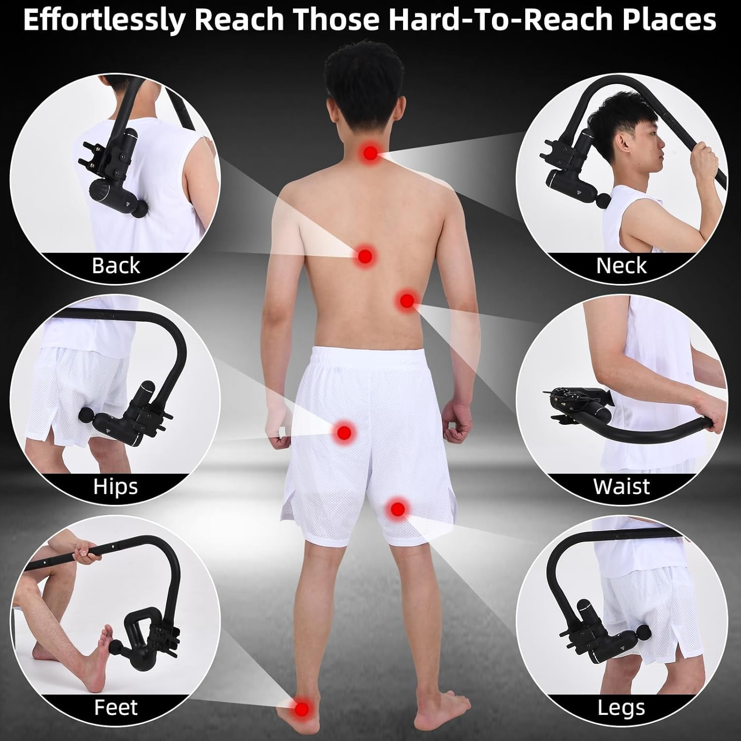 Massage Gun Holder - Ergonomic Shoulder Neck Back Handheld Self Massager Mount for Professional Grade Relief