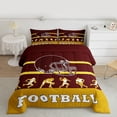 thumbnail image 3 of Feelyou Cartoon Rugby Athlete Bedding Comforter Set, Brown Gold Stripe Line Twin Comforter Sets, Est Sleep Sports Soccer Reversible Bedding Set, Lightweight Room Decor, 2pcs, 3 of 9