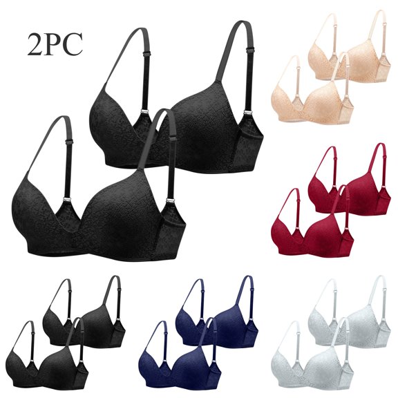 HAPIMO Women's 2Pc Thin Everyday Bra Lace Lifting Bra Comfy Underwear Push Up Wireless Brassiere Clearance Solid Color Trendy Lady Lingerie Beige L