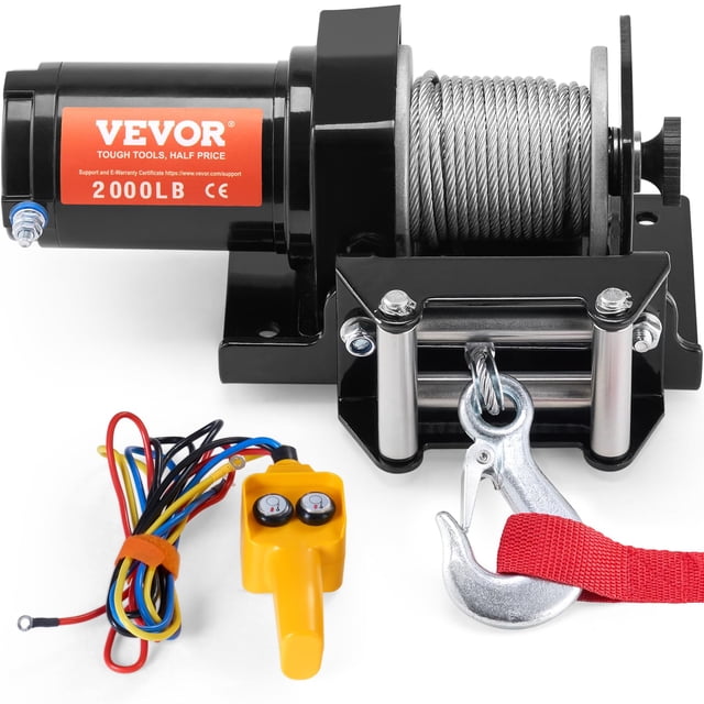 Cabrestante ATV VEVOR eléctrico de 2000 libras, 12 V con cable de acero IP55