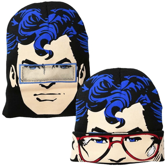 Superman Sublimation Knit Flip Down Mask Beanie