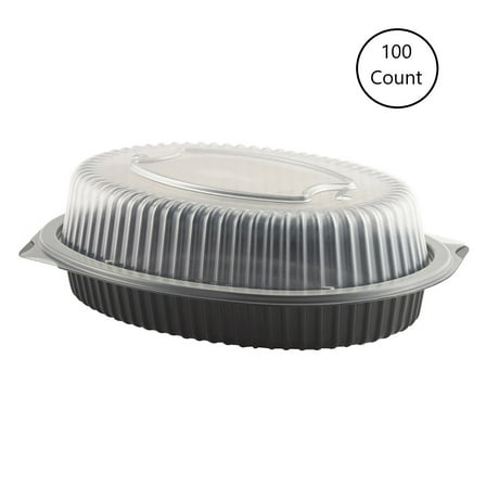 Anchor Packaging Microraves Roaster Polypropylene Food Container Black/Clear, 10.7" Length x 7.9" Width x 3.6" Depth