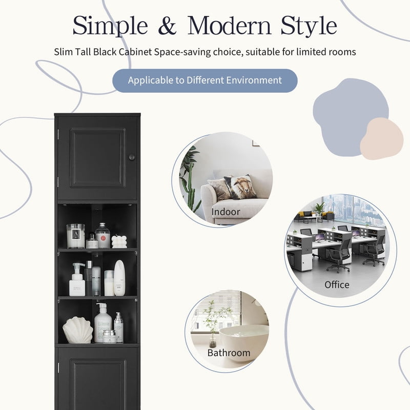 Triangular Corner Storage Cabinet with 2 Doors, Tall Bathroom Hutch Cabinet and Adjustable Shelves
