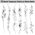 thumbnail image 2 of Tatuajes temporales Leesgel 12 hojas de flores negras enredadera 22x4 cm, 2 of 7