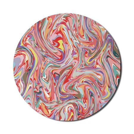 Abstract Mouse Pad for Computers  Mix of Colors Messy Dirty Look Flow Splash Splatter Grunge Retro Graphic  Round Non-Slip Thick Rubber Modern Gaming Mousepad  8  Round  Multicolor  by Ambesonne