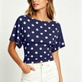 thumbnail image 5 of hlysgo Womens Short Sleeve Tops Casual Tie Back Cinched Waist T Shirts Summer Trendy Boat Neck Blouse Blue,M, 5 of 6