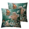 thumbnail image 2 of Nawypu Flower Butterfly Throw Pillow Cover White Calla Lily Pink Rose Spring Flowers Bouquet Decorative Pillow Covers Square Pillowcase Cushion Covers 2pcs White, 2 of 6