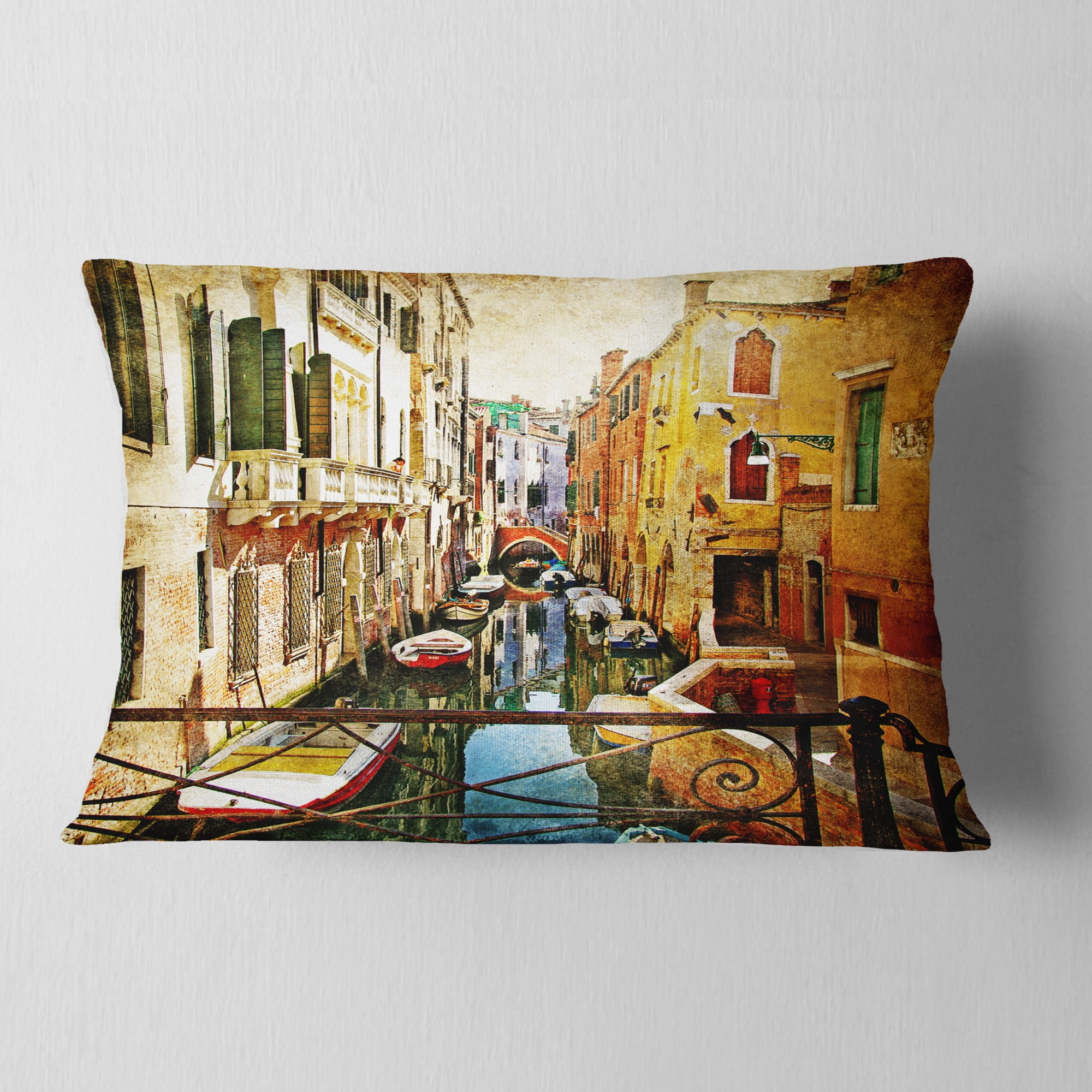 Designart Amazing Venice - Cityscape Throw Pillow - 12x20