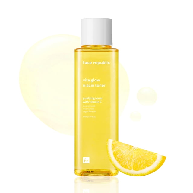 Face Republic Vita Glow Tónico de niacina 160 ml 5,41 fl oz | Complejo vitamínico | Vitalizante y Purificante | Brillo radiante para piel apagada | 7 Ácidos Hialurónicos Vitamina C Niacinamida | Cuida