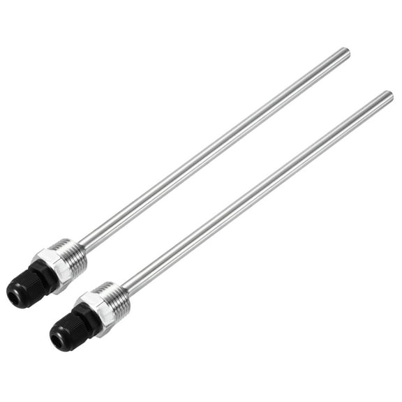 2 Pcs 8mm Dia G1/2 Thermowell Weldless Stainless Steel 304 300mm Black