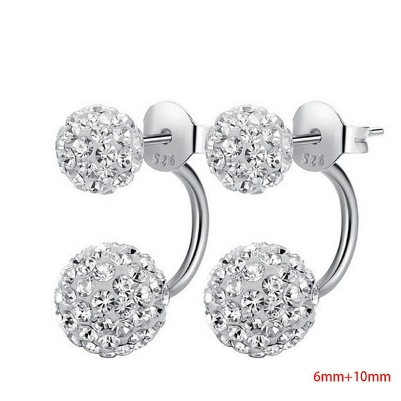 homeholiday 1 Pair Elegant Women 925 Silver Wedding Ear Rings Girl Geometric Simple Rhinestone Evening Party Ear Studs