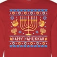thumbnail image 4 of Inktastic Happy Hanukkah Sweater Style Design with Menorah and Dreidel Long Sleeve T-Shirt, 4 of 5