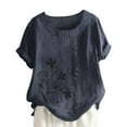 thumbnail image 2 of Aloohaidyvio Black and Friday ,Womens Summer Casual Round Neck Short Sleeve Printing Loose Shirt Tops, 2 of 5