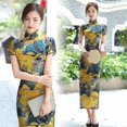 thumbnail image 1 of Qipao de estilo chino para mujer, vestido largo de satén de manga corta a la moda para desplazamientos diarios, vestido elegante de gama alta 2021 2020, 1 of 5