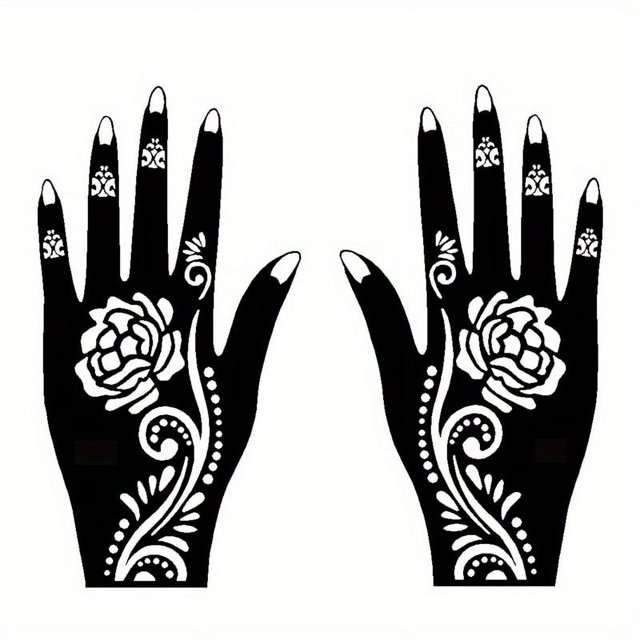 Tattoo Stencil Women Normal Size Temporary Tattoo Templates Body Art Designs Self-Adhesive Reusable Hand Tattoo Stencils Stickers Flower For Adults Women Left And Right Hands Kit Body Paint DIY