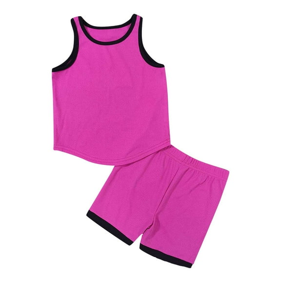 Cathalem Swimsuit Girls Girls Tankinis Two Pieces Swimsuits Hawaiian Beach Sport Bathing Suit Set (Hot Pink,4-5 Years)