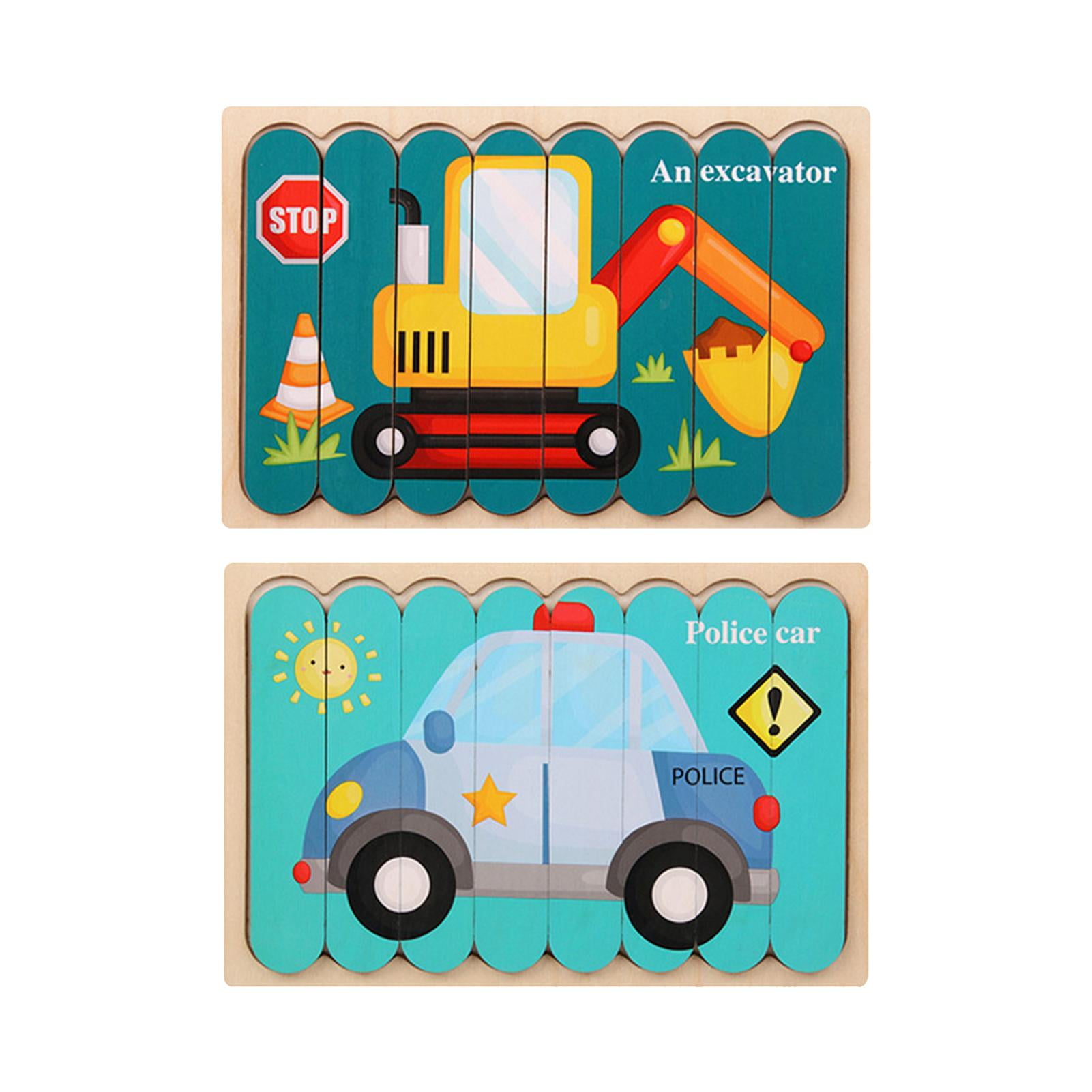 Wooden Stick Puzzles Double Sided Toddler Puzzles Games Wooden Toys Montessori Puzzle