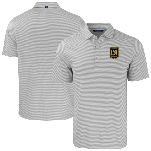 Men's Cutter & Buck Gray/White LAFC Forge Eco Double Stripe Stretch Recycled Tri-Blend Polo