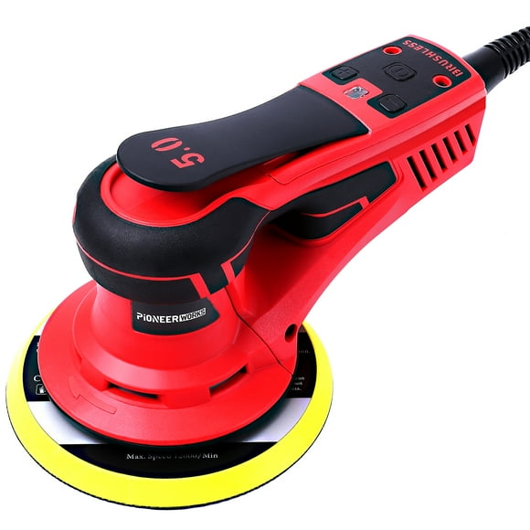 Electric Random Orbital Sander, Brushless Motor, Powerful 350W & Low Vibration Palm Sander,10000 RPM Variable Speed,6-Inch Pads For Woodworking, Polishing, Sanding, Carpentry