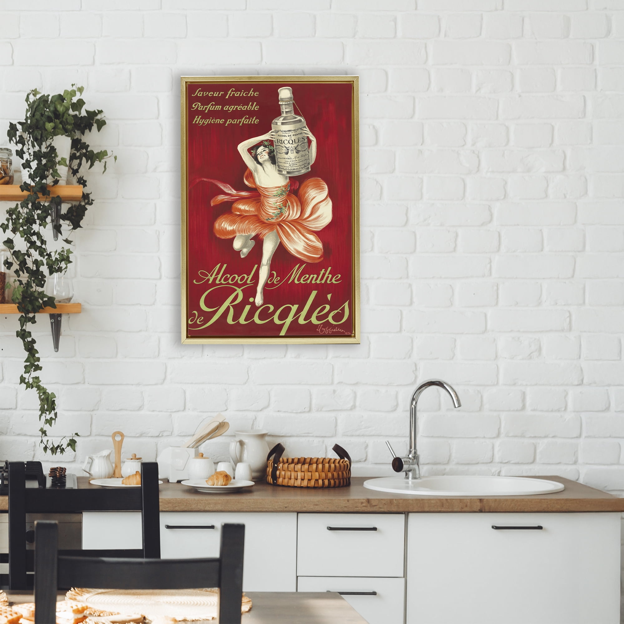 Stupell Industries Vintage Herbal Remedy Advertisement Gold Framed Floater Canvas Wall Art, design by Leonetto Cappiello