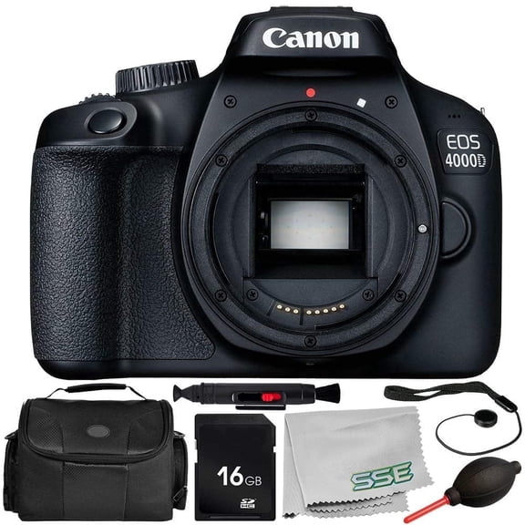 Canon EOS 4000D (International Model) Digital Camera (Body Only) 7PC Accessory Bundle – Includes 16GB Memory Card   Carrying Case   MORE