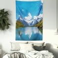 thumbnail image 4 of Landscape Tapestry, Dreamy View of Alpine Lake with Snow Frozen Peaks Swiss Northern Explore, Wall Hanging for Bedroom Living Room Dorm Decor, 60W X 80L Inches, Blue Green White, by Ambesonne, 4 of 5