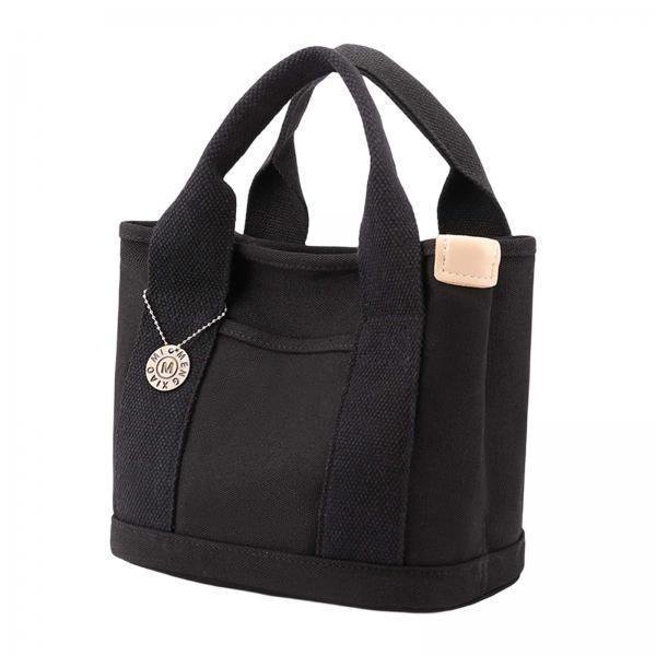 2x Bolso De Mano De Lona Para Mujer, Bolso De Mano Informal, Bolso Con Asa Y Compartimentos, Color Negro