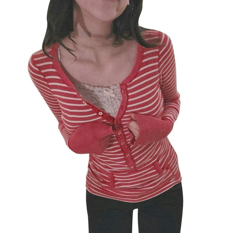 Women Hot striped V-neck casual long T-shirt Women Hot striped V-neck casual long T-shirt