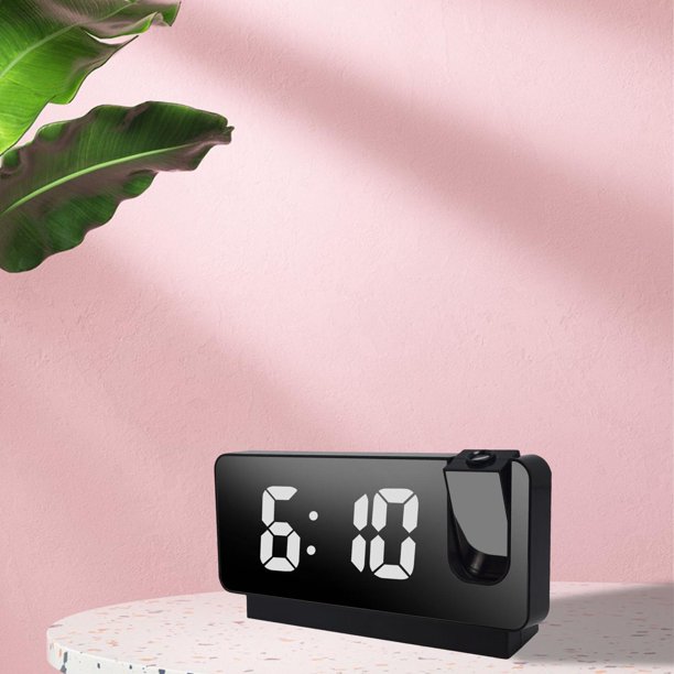 Reloj despertador con proyector LED, reloj de escritorio con superficie de espejo, reloj electrónico silencioso USB, reloj para mayores, Baoblaze Despertador con proyector
