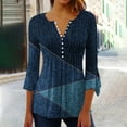 thumbnail image 1 of Meichang Hauts d'Été pour Femmes Blouse Manches 3/4 Vintage Tie Dye Imprimé Graphique Tees Col Rond Décontracté Chic Pull Léger Respirant Tee Shirt, 1 of 5