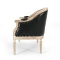 thumbnail image 6 of GDF Studio Megan French Country Tufted Upholstered Loveseat, Midnight Black Faux Leather and Gray, 6 of 10