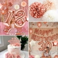 thumbnail image 6 of 30th Birthday Decorations for Women, Rose Gold Balloons Set with Banner Tablecloth Curtain Pompom Confetti Balloons, Foil 30 Balloon, 6 of 7