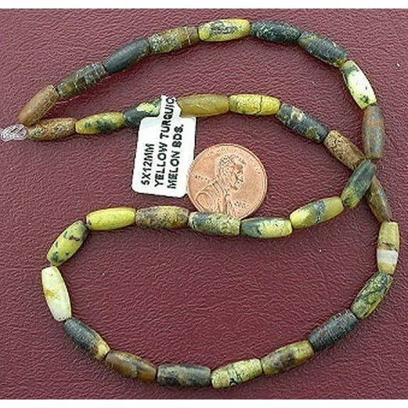12x5 Melon Gemstone Yellow Turquoise Beads 15" Strand