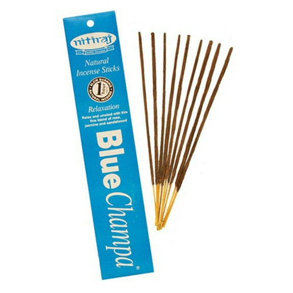 Nitiraj Natural Champa Incense Slow Burning 1hr. Sticks 10gr. 2 Pack Set Blue