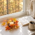 thumbnail image 4 of 3 Styles Fall Maple Leaf Candle Ring Artificial Sunflower Berry Wreath LED Thanksgiving Autumn Table Centerpiece Kitchen Home Decor Gift, 4 of 7