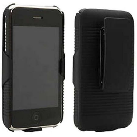 Iphone 3g Holster - NEW BLACK RUBBERIZED HARD CASE + BELT CLIP HOLSTER STAND FOR APPLE iPHONE 3G 3GS